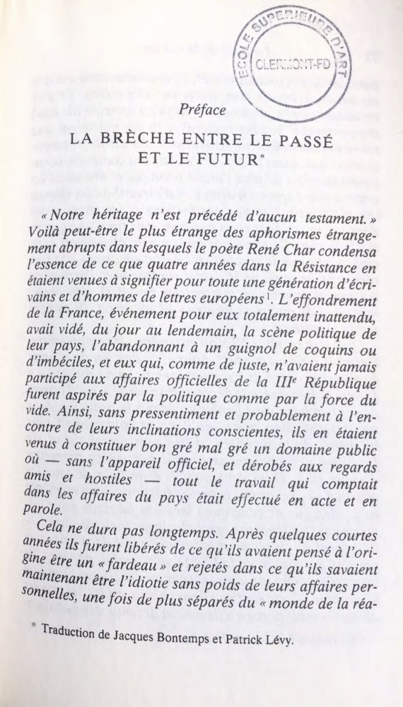 La brèche entre le passé et le Futur | La brèche entre le passé et le Futur, introduction La Crise de la Culture, Hannah Arendt